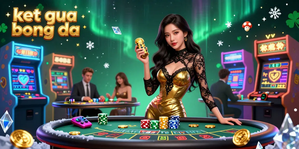 Experience thrilling ket qua bong da action with glamorous Asian woman at luxurious baccarat table, showcasing high-value casino chips.