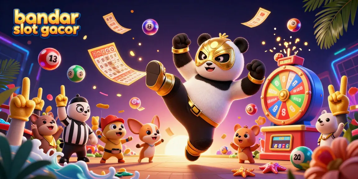 Mendapatkan keseruan judi di bandar slot gacor dengan panda pegulat dan suasana heboh.