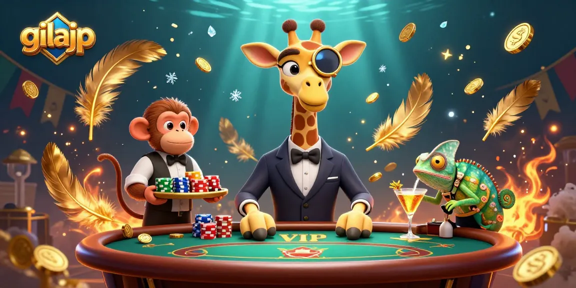 Experience the excitement of betting with gilajp at a vibrant casino scene featuring a high-roller giraffe.