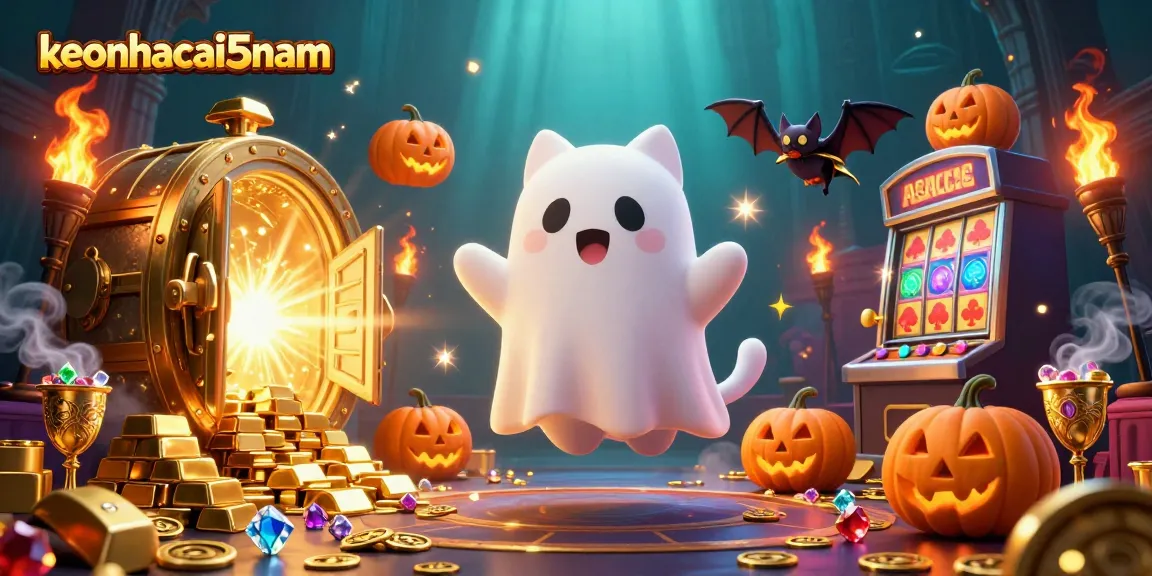Engage with keonhacai5nam as a ghost cat explores a dazzling haunted casino