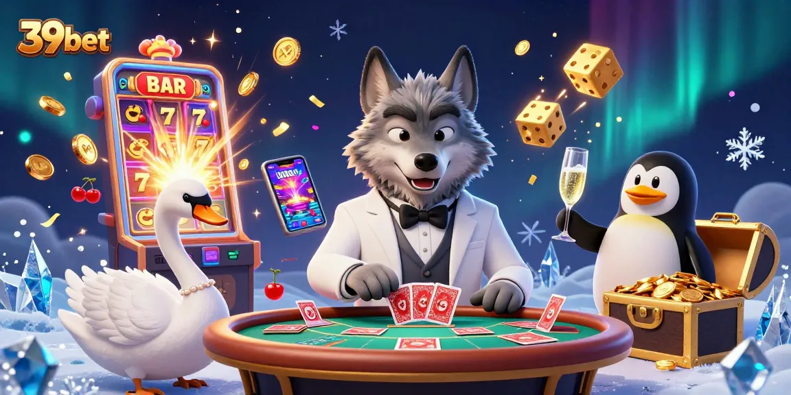 Spin the reels with 39bet featuring vibrant characters and thrilling casino elements in a lively setting.