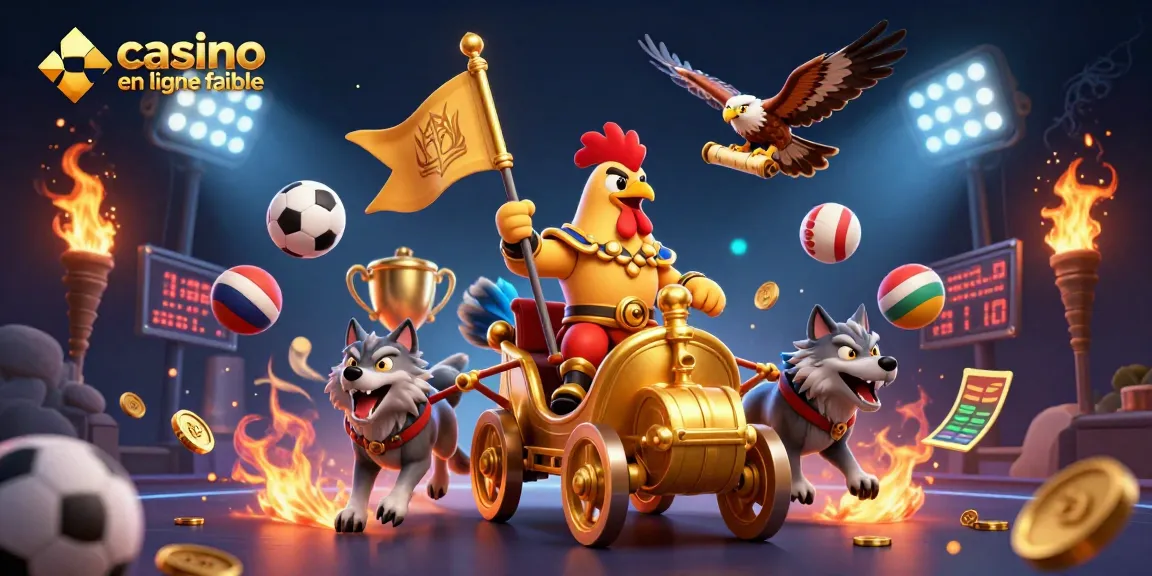 Découvrez l'excitation du casino en ligne fiable avec une scène 3D dynamique mettant en vedette des personnages et des éléments de jeu vibrants.