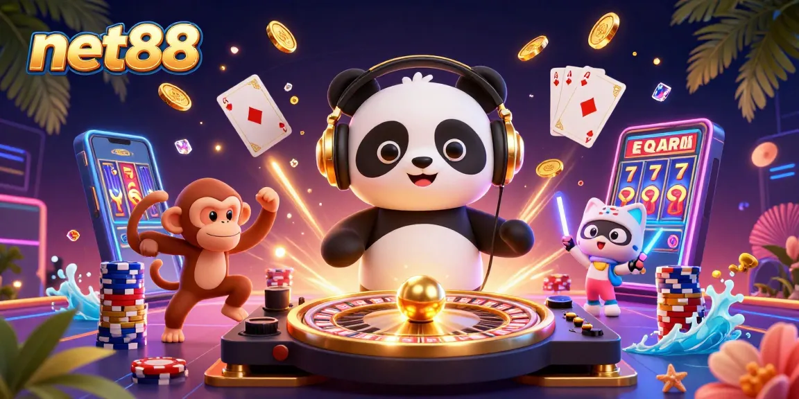 Experience vibrant excitement at net88 with a DJ panda spinning roulette and a dancing monkey!