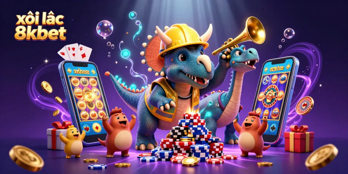 Experience xôi lạc 8xbet with vibrant casino art featuring celebratory characters and dynamic gaming elements.