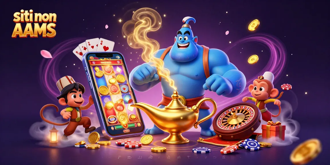 Vivi la magia in questa scena vibrante che presenta siti non AAMS con il Genio, la scimmia e il fascino del casinò.