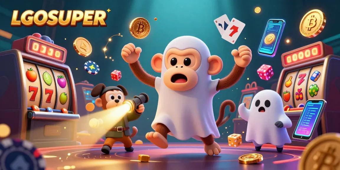 Experience exciting gameplay at LGOSUPER with a vibrant casino scene featuring animated symbols and characters.