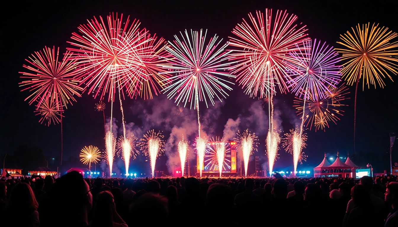 Watch vibrant wholesale fireworks illuminating the night sky during a celebration.