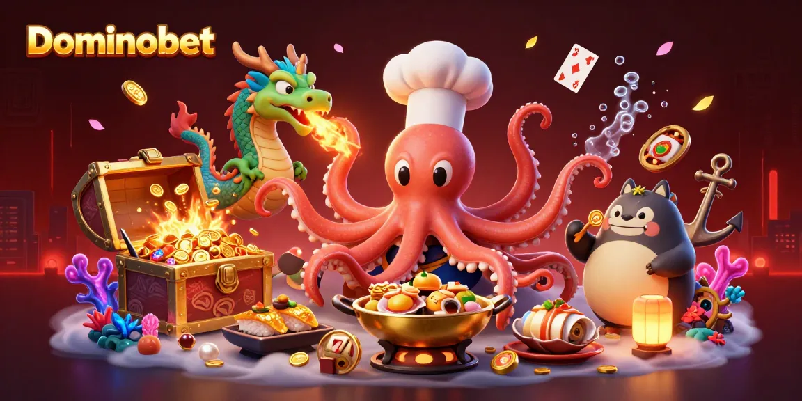 Engage with Dominobet while experiencing a colorful 3D casino scene that highlights exciting game elements.