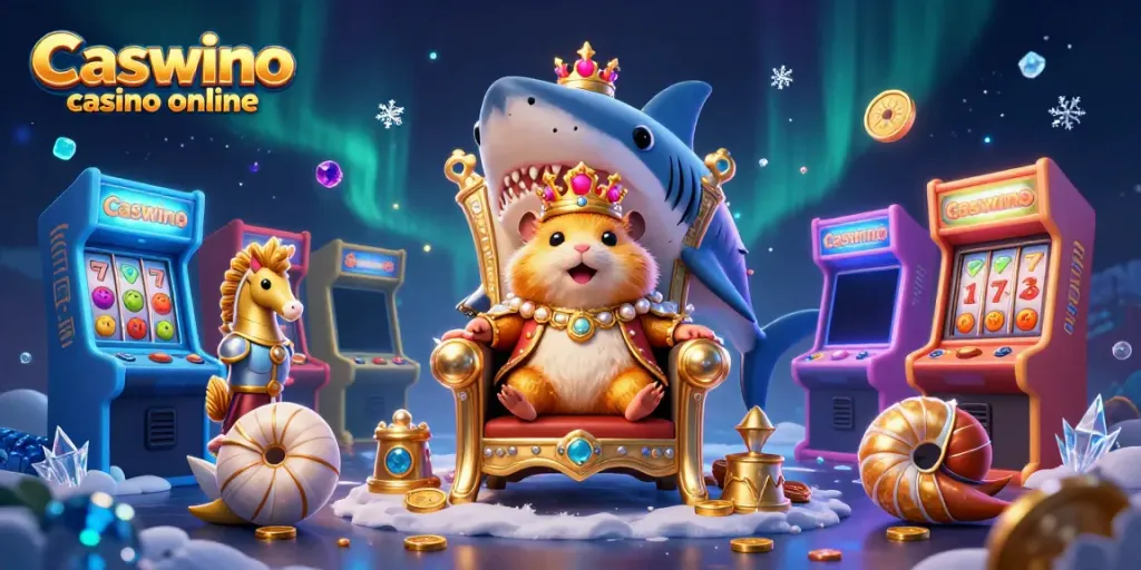 Experience the excitement of Caswino casino online featuring a golden hamster king and vibrant game elements.