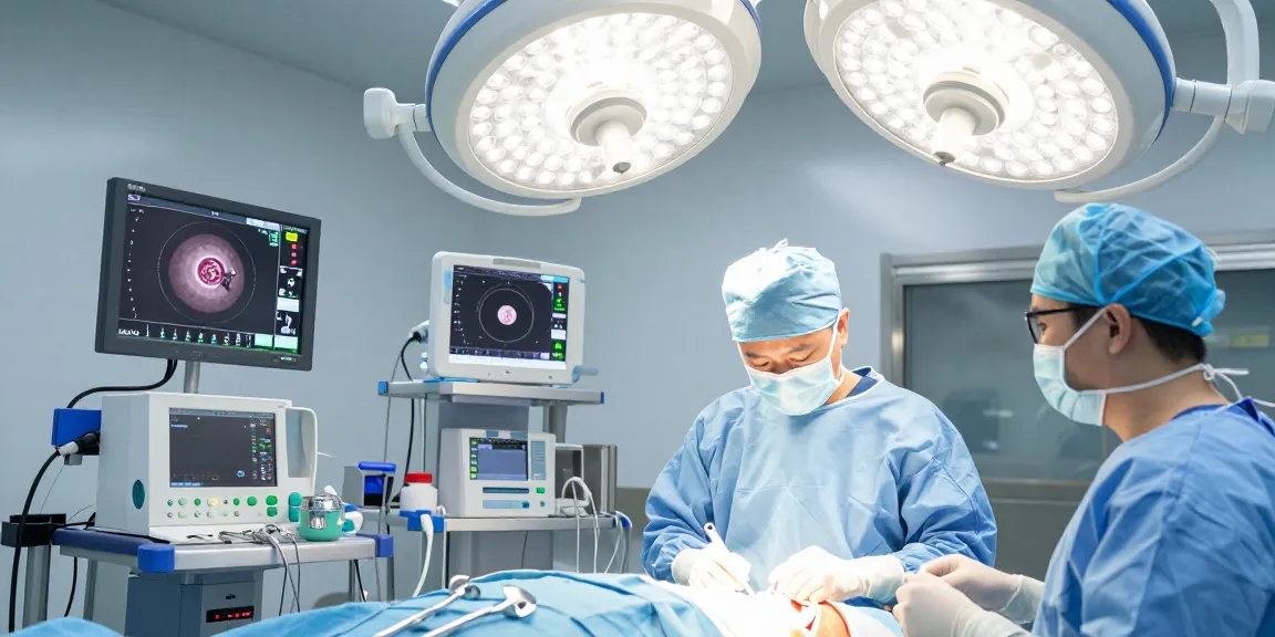 Expert neurosurgeon performing beyin tümörü ameliyatı in a high-tech operating room with advanced monitoring equipment.