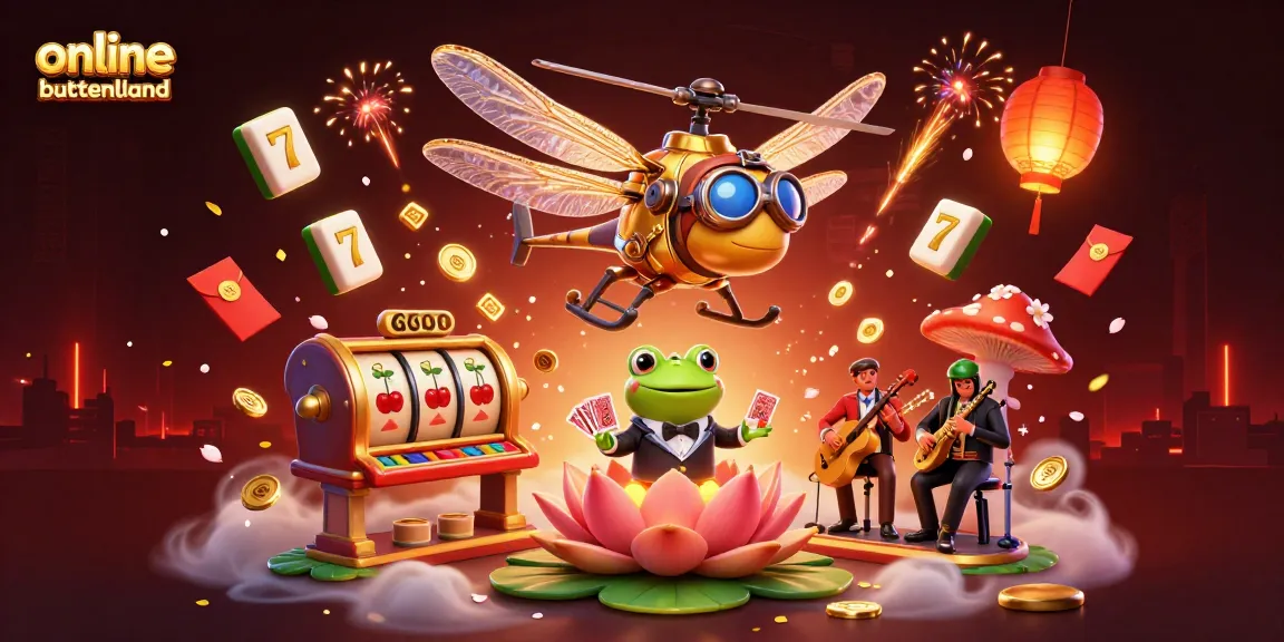 Engage with the vibrant 3D scene showcasing online casino buitenland, featuring a cartoon dragonfly pilot and casino action.