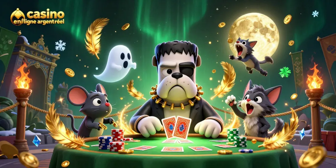 Jouez au casino en ligne argent réel avec des personnages animés dans une scène interactive colorée.