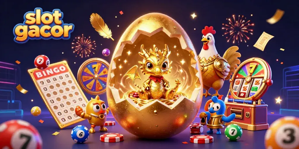 Engage with this slot gacor scene featuring a golden baby dragon and dynamic slot elements for ultimate gaming excitement.