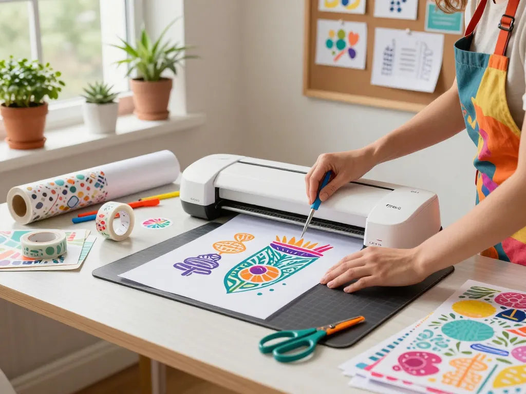 Cricut SVG bundle in a bright crafting studio with vibrant tumbler designs and accessories.