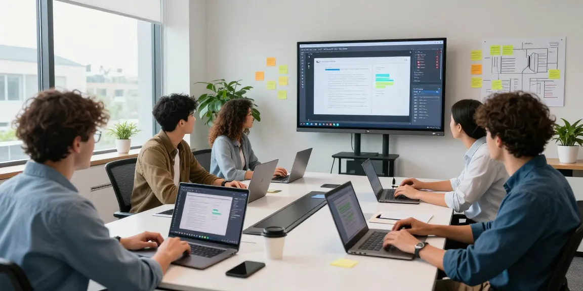 Collaborative team using Snipaste for 截图软件下载 at a modern office workspace, showcasing effective screenshot techniques.