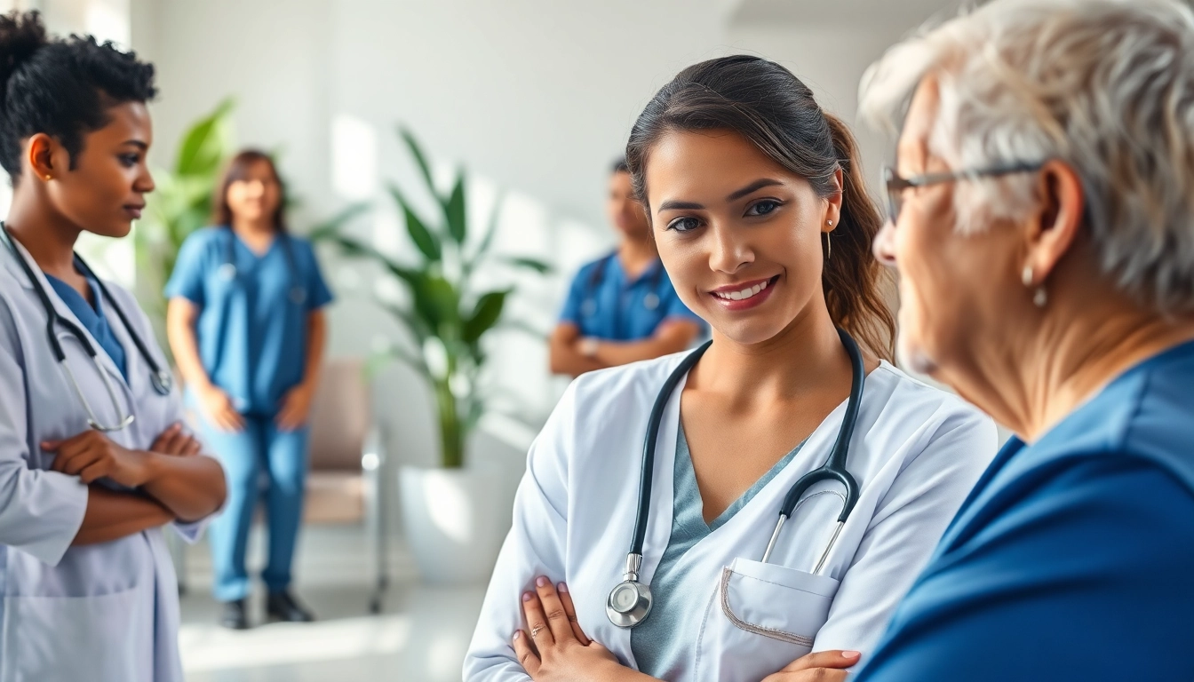 Enhance health support with caregivers assisting diverse patients in a healthcare setting.