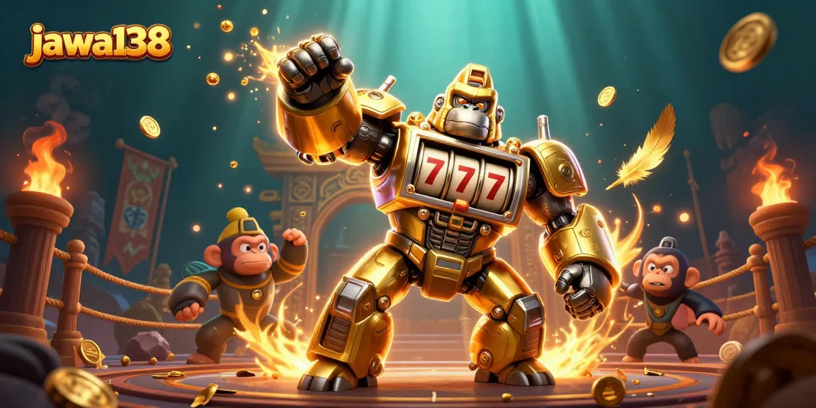 Watch the jawa138 golden gorilla mech launch winning spins surrounded by dynamic casino elements.