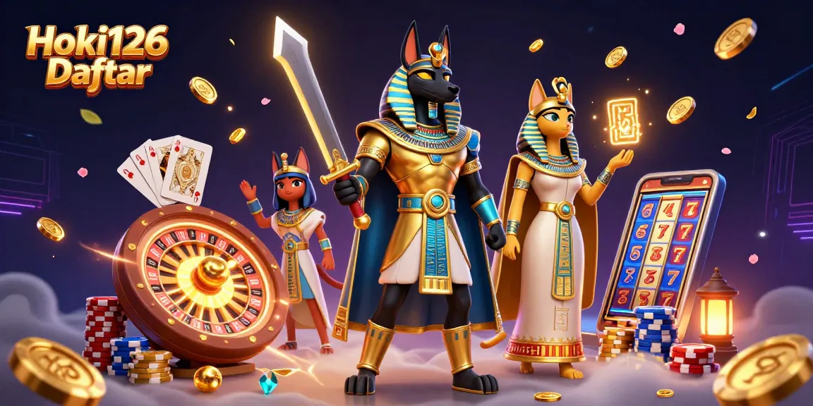 Win at Hoki126 Daftar with ancient warriors and immersive casino elements in this vibrant scene.