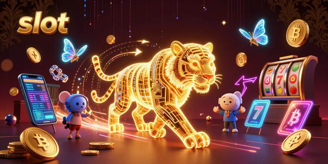 Menangkan slot dengan karakter harimau emas bercahaya di kasino digital yang penuh simbol buah.