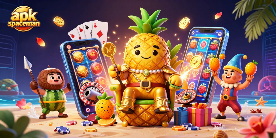 Spin and win with apk spaceman slot game and characters in an exciting casino scene.